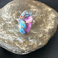 Blue Turquoise Spiny Oyster Southwestern Ring Size 11 | Sterling Silver | Authentic Native American Handmade | 18456