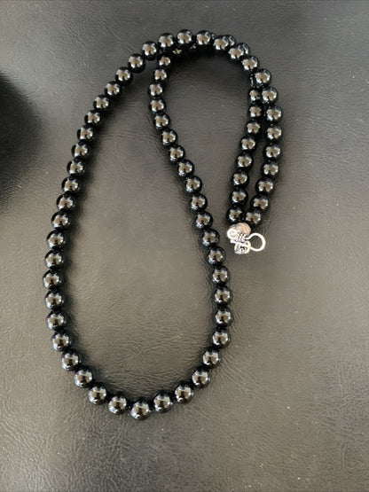 Mens Black Onyx Navajo Pearls Sterling Silver Necklace 23" 12979