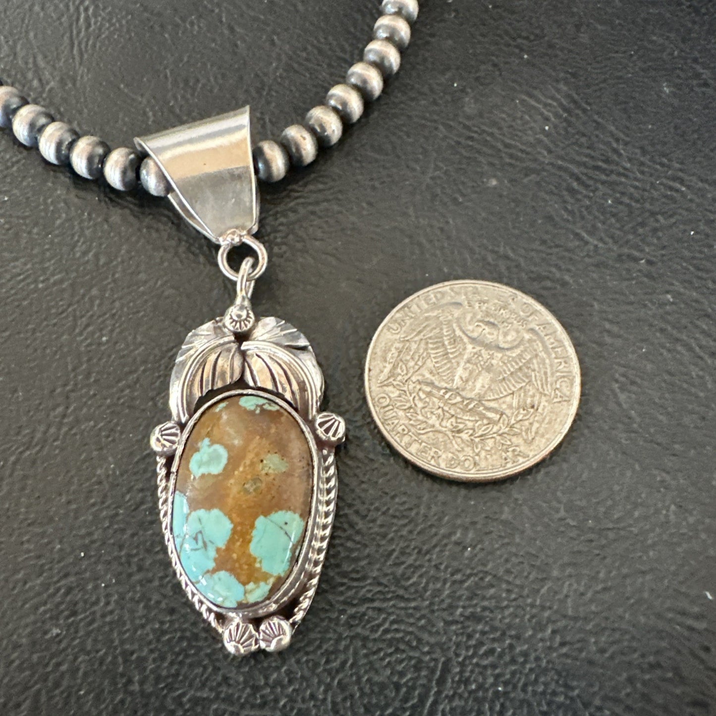 Men Women Blue Turquoise#8 Pendant Navajo Sterling Silver Necklace 19663