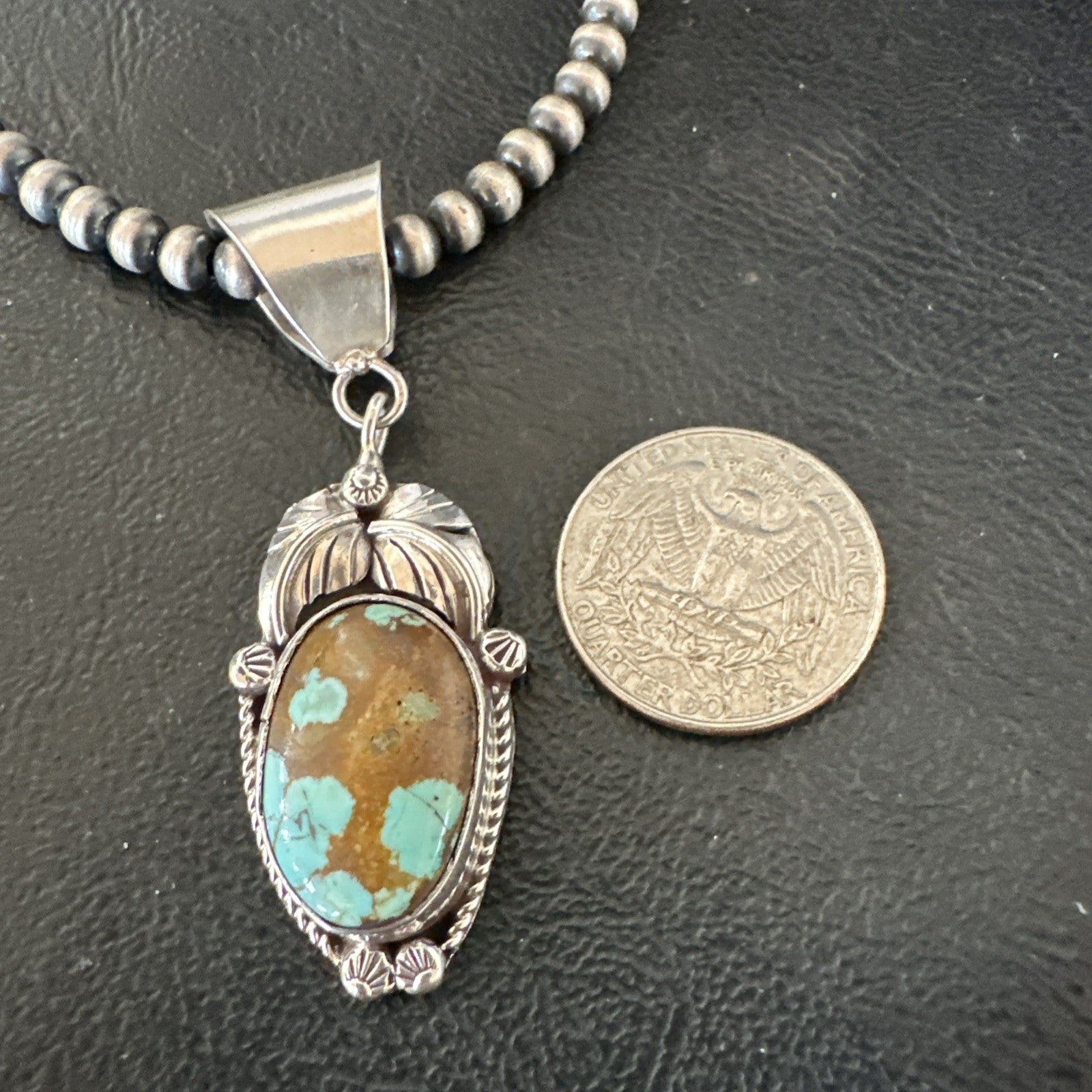 Men Women Blue Turquoise#8 Pendant Navajo Sterling Silver Necklace 19663