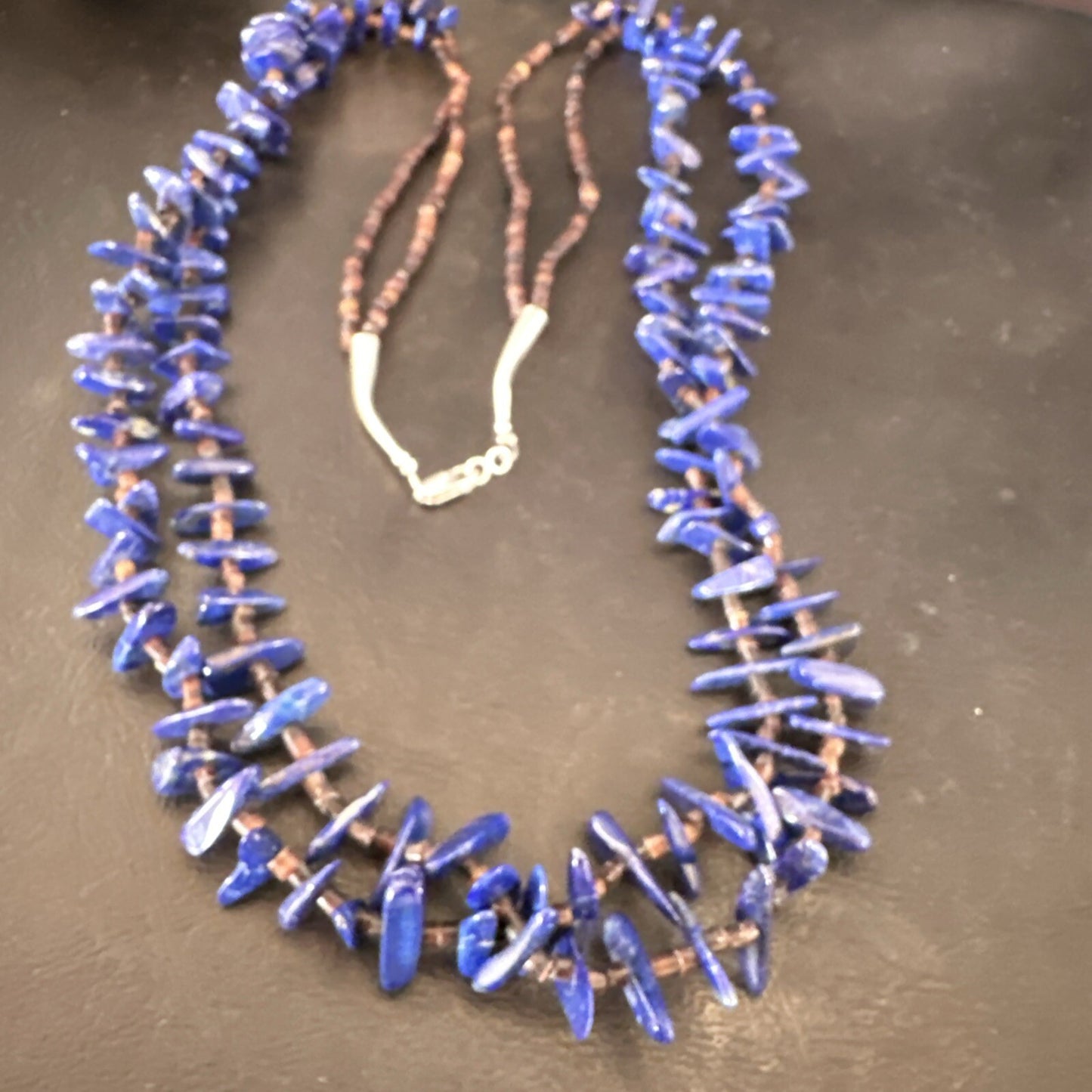 Mens Womens Lapis Lazuli Shell 2S Navajo Sterling Silver 30" Necklace 17838