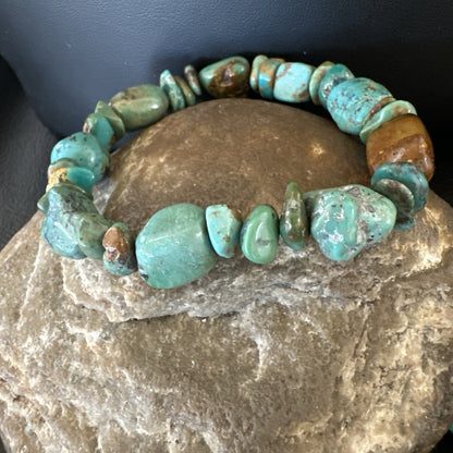 Mens Womens Blue Green Turquoise Stretch Stone Friendship Bracelet 7" 18857