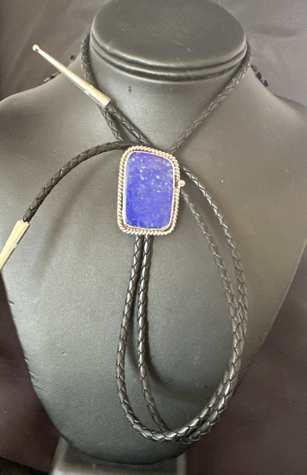 Mens Blue Lapis Lazuli Navajo Sterling Silver Bolo Tie A Toledo 19052