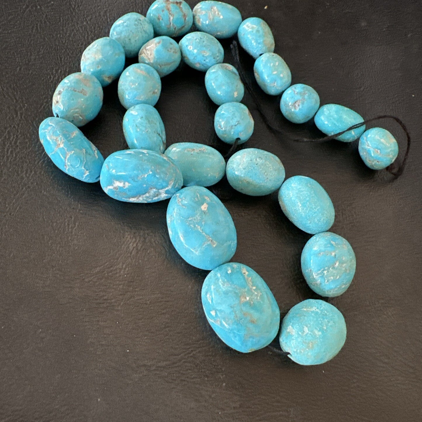 Authentic Blue Sleeping Beauty Graduated Turquoise Nugget Strand 18” 18499