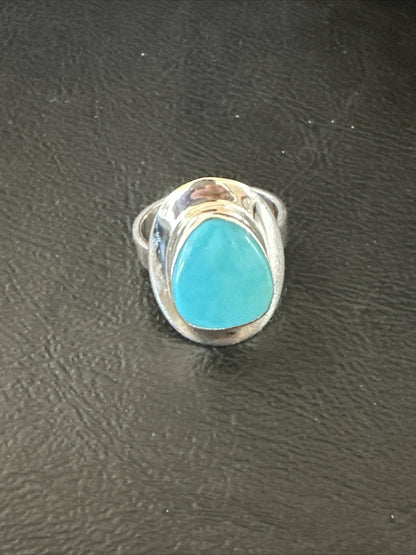 WoMens Sterling Silver Blue Kingman Turquoise Ring Size 7.5 17684