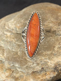 Red Spiny Oyster Navajo Ring Size 5.5 | Sterling Silver | Authentic Native American Handmade | 14693