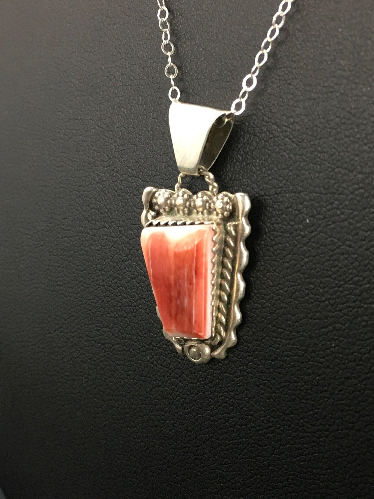 Spiny Oyster Pendant Navajo Sterling Silver Chain Necklace 2621