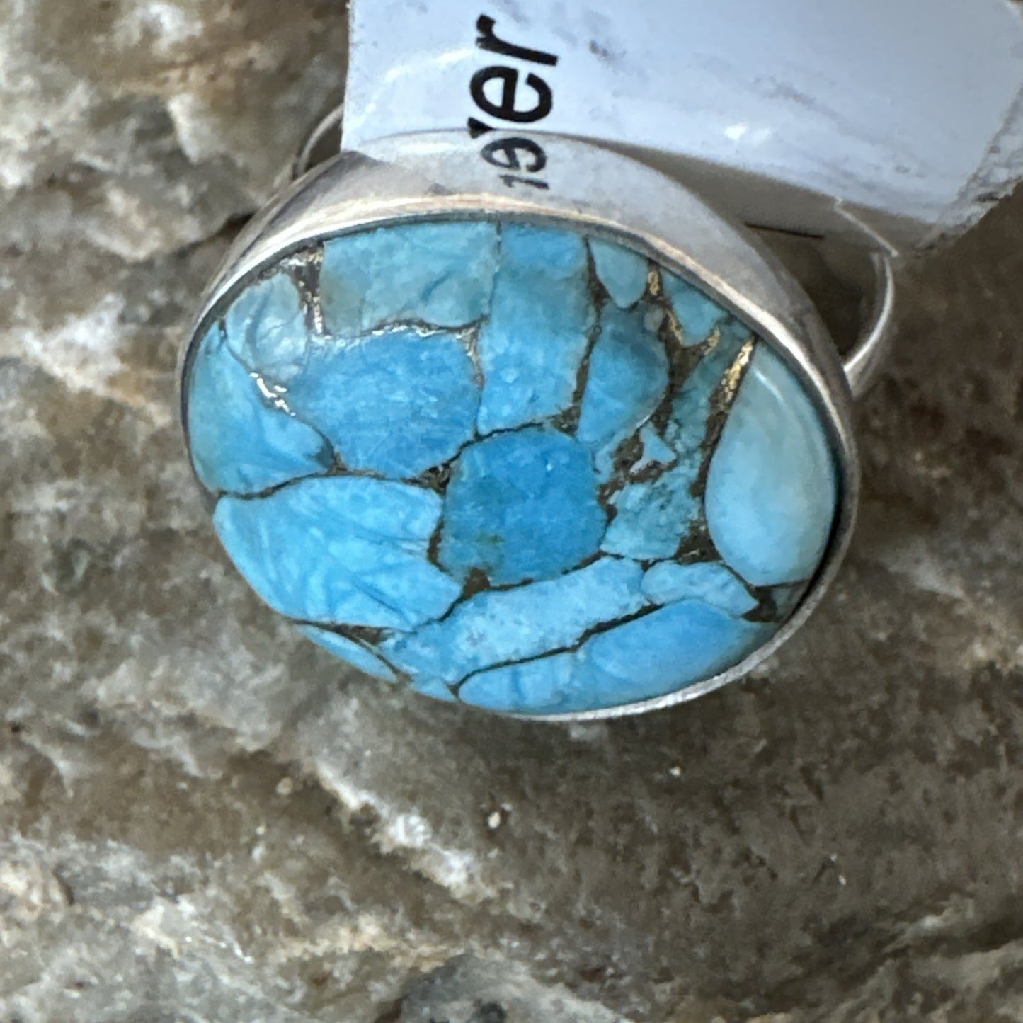 Blue Turquoise#8 Southwestern Sterling Silver Ring Size 7 19741