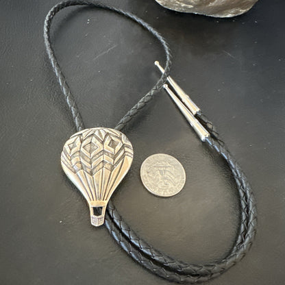 Mens Hot Air Balloon Navajo Sterling Silver Bolo Tie 18774