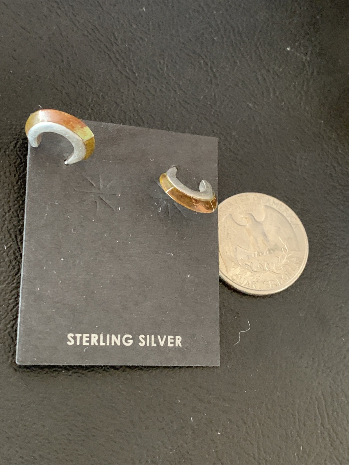 Pava Shell Minimalist Navajo Sterling Silver Inlay Earrings 13068