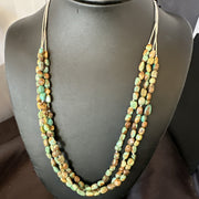 Beads Heishi Green Turquoise 3 Strands Necklace | Sterling Silver | Authentic Native American Handmade | 18821