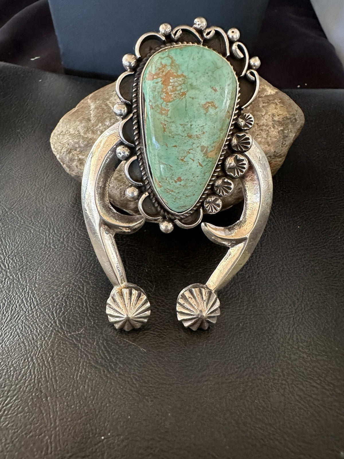XXL Men Women Green Royston Turquoise Naja Sterling Silver Pendant Navajo 19528