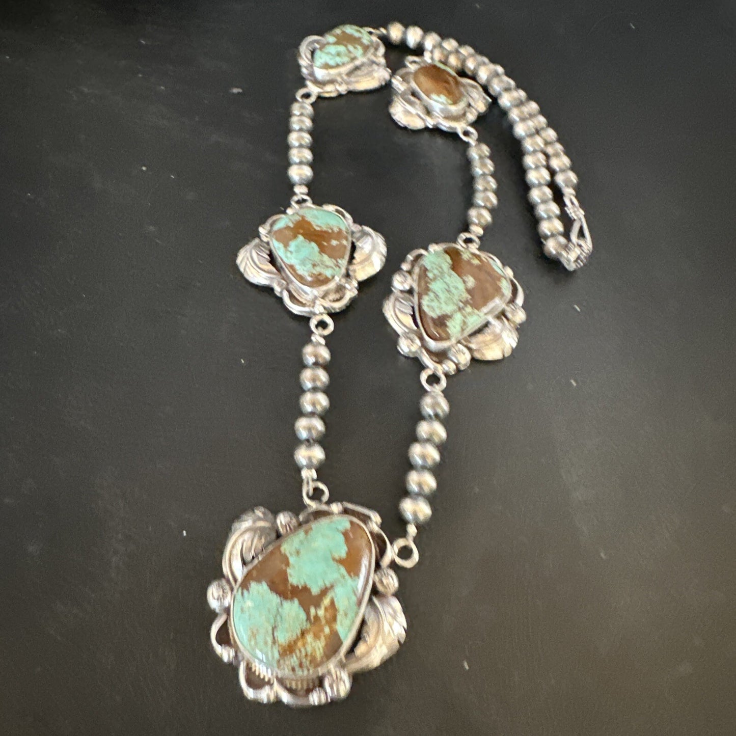 Blue Turquoise#8 Pendant Navajo Sterling Silver Necklace 16833