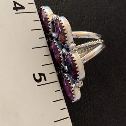 Womens Purple Spiny Oyster Navajo Sterling Silver Cluster Ring Size 6 11555