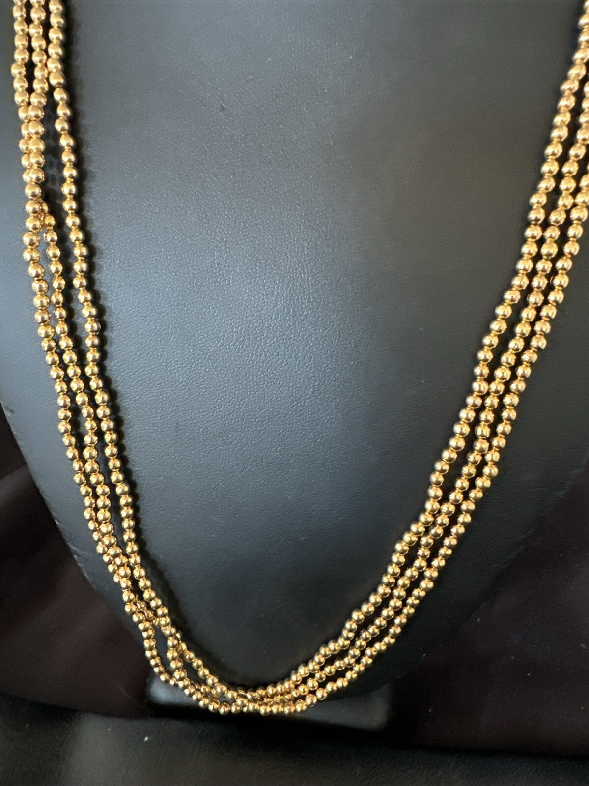 Gold Filled 3 Strand Bead Sterling Silver Necklace 24” 18647