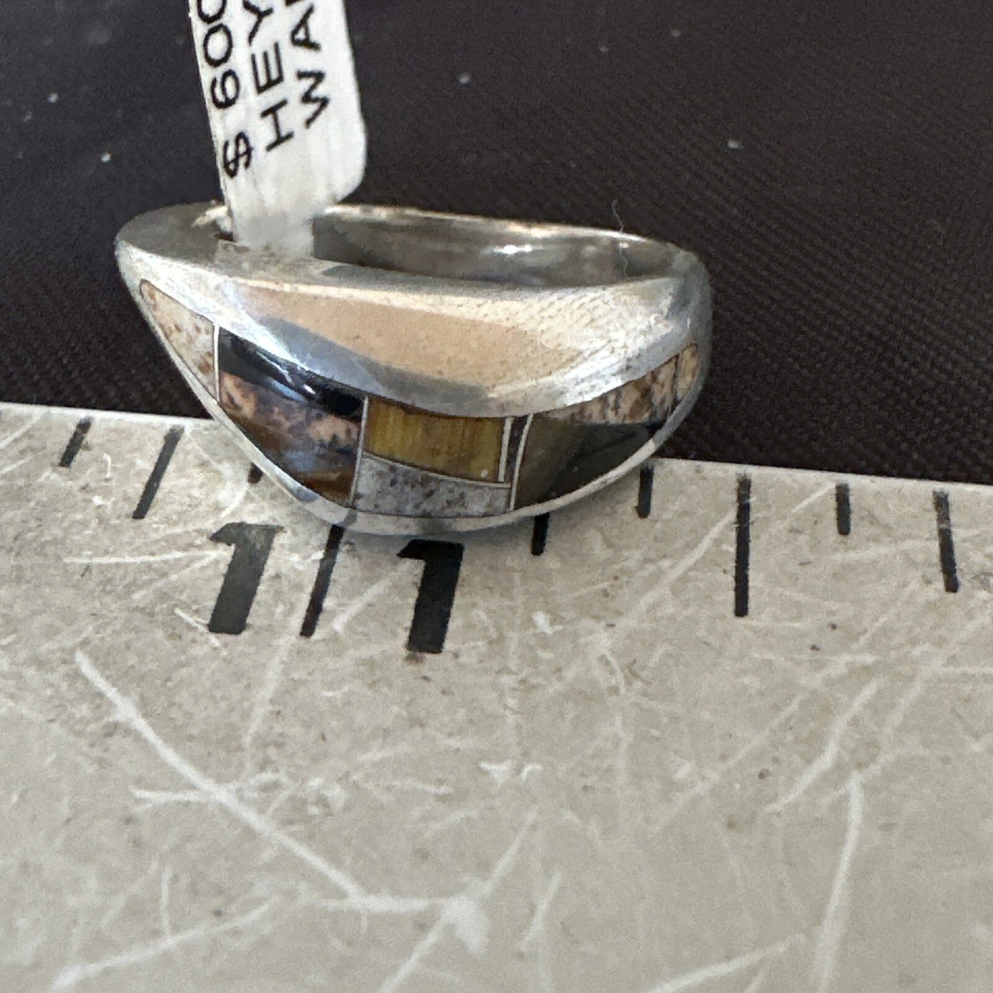 Navajo Black Onyx Tiger's Eye Inlay Sterling Ring Size 6 18701