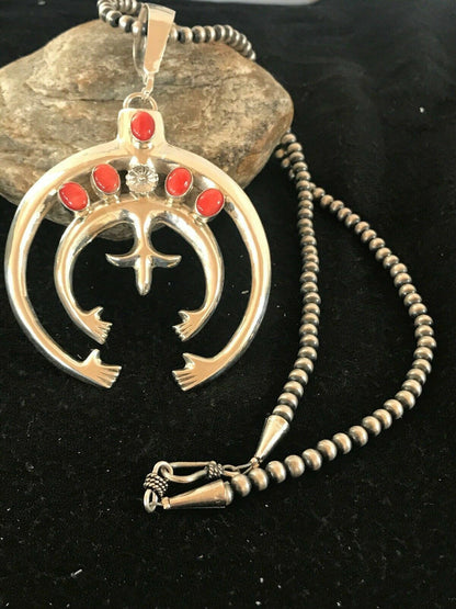 Spiny Oyster Pendant Navajo Sterling Silver Squash Blossom Necklace 01209