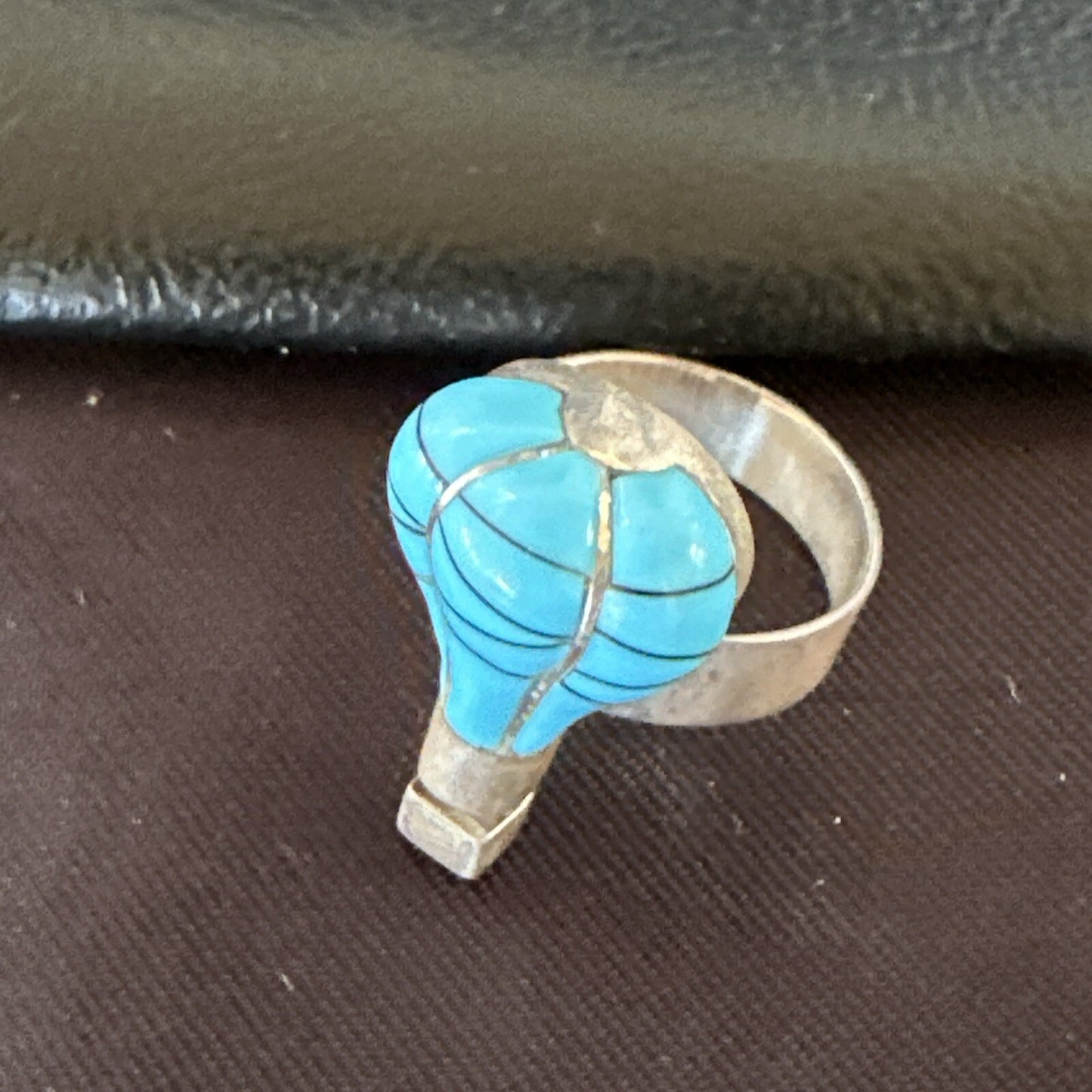 Navajo Blue Turquoise Balloon Inlay Band Ring Sz 6.5 18189