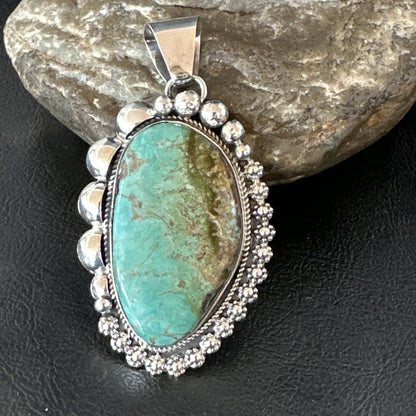 Men Women Green Royston Turquoise Pendant Navajo Sterling Yazzie 19523