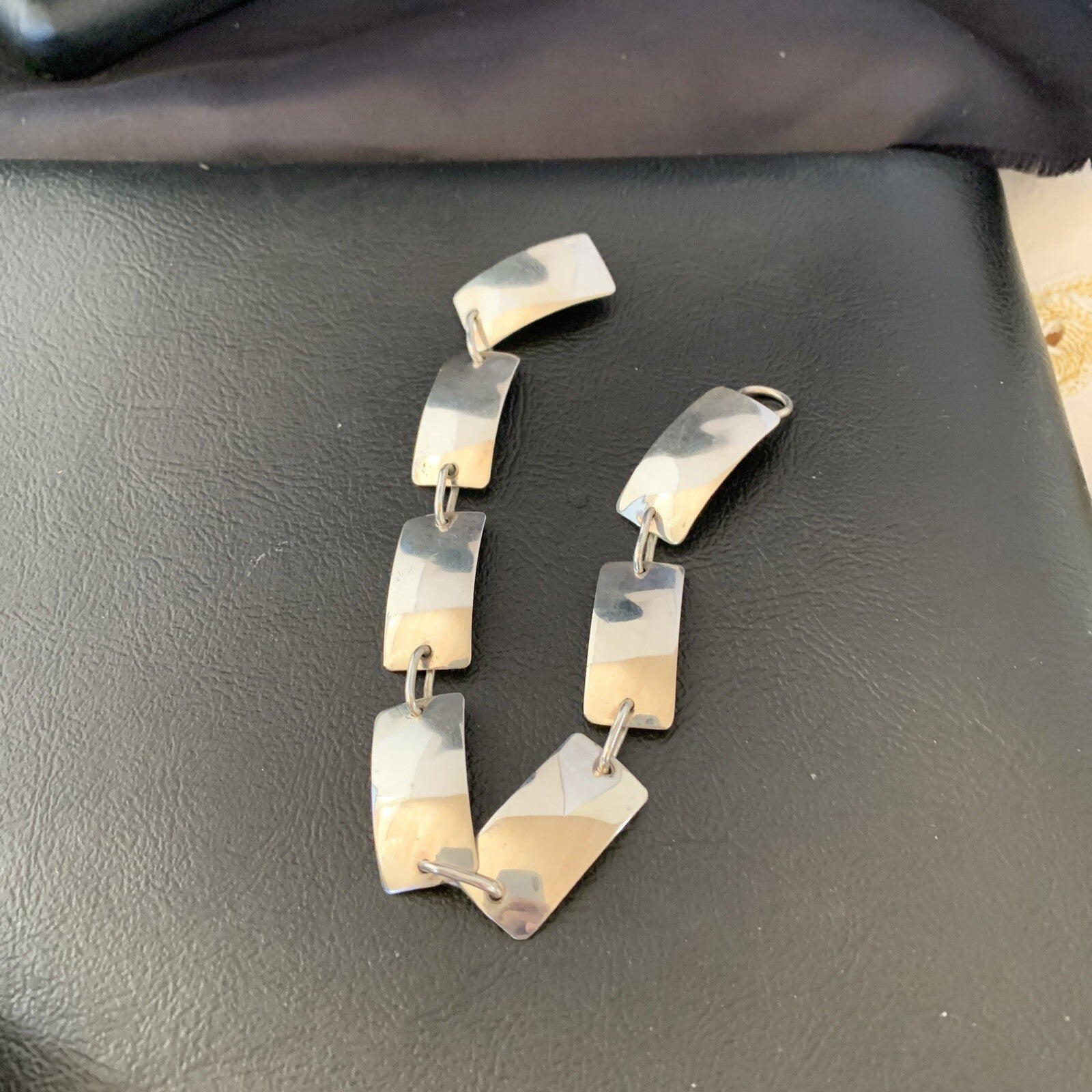 Native American Navajo All Sterling Silver Link Bracelet 8.25" 10763