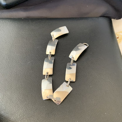 Native American Navajo All Sterling Silver Link Bracelet 8.25" 10763