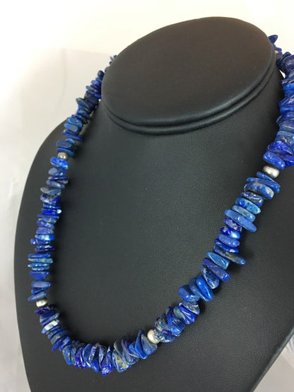 Mens Lapis Lazuli Navajo Sterling Silver 18" Necklace 17378