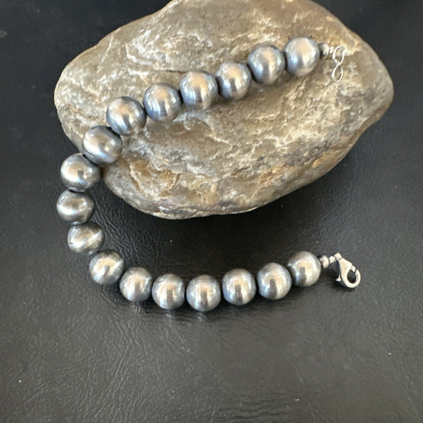 10mm Round Beads 7” Sterling Silver Beads  Bracelet 91007
