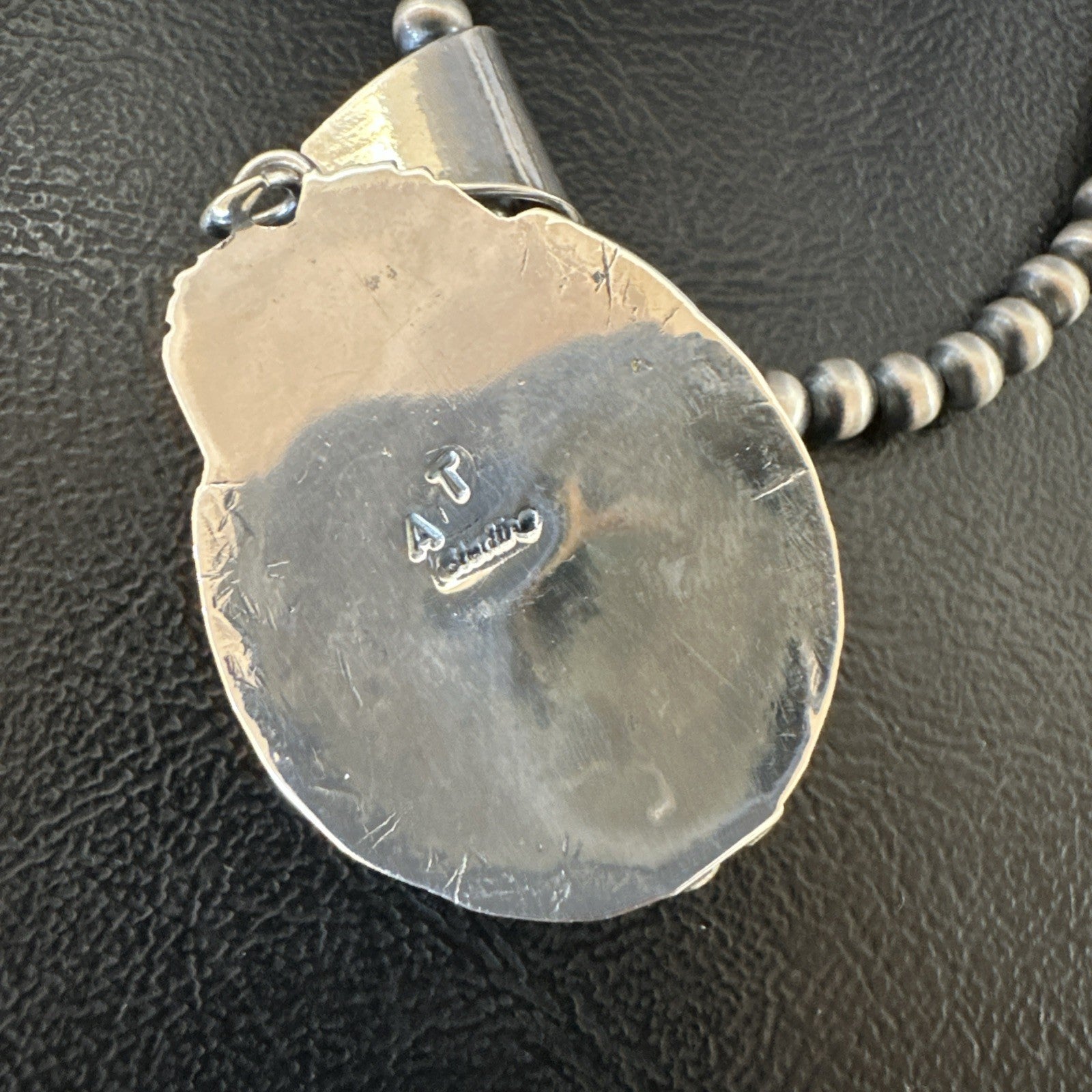 White Buffalo Turquoise Pendant Navajo Pearls Sterling Silver Necklace 19338