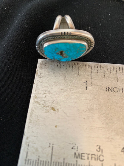 Native Kingman Turquoise Navajo Sterling Silver Old Pawn Ring Sz 4.5 4020