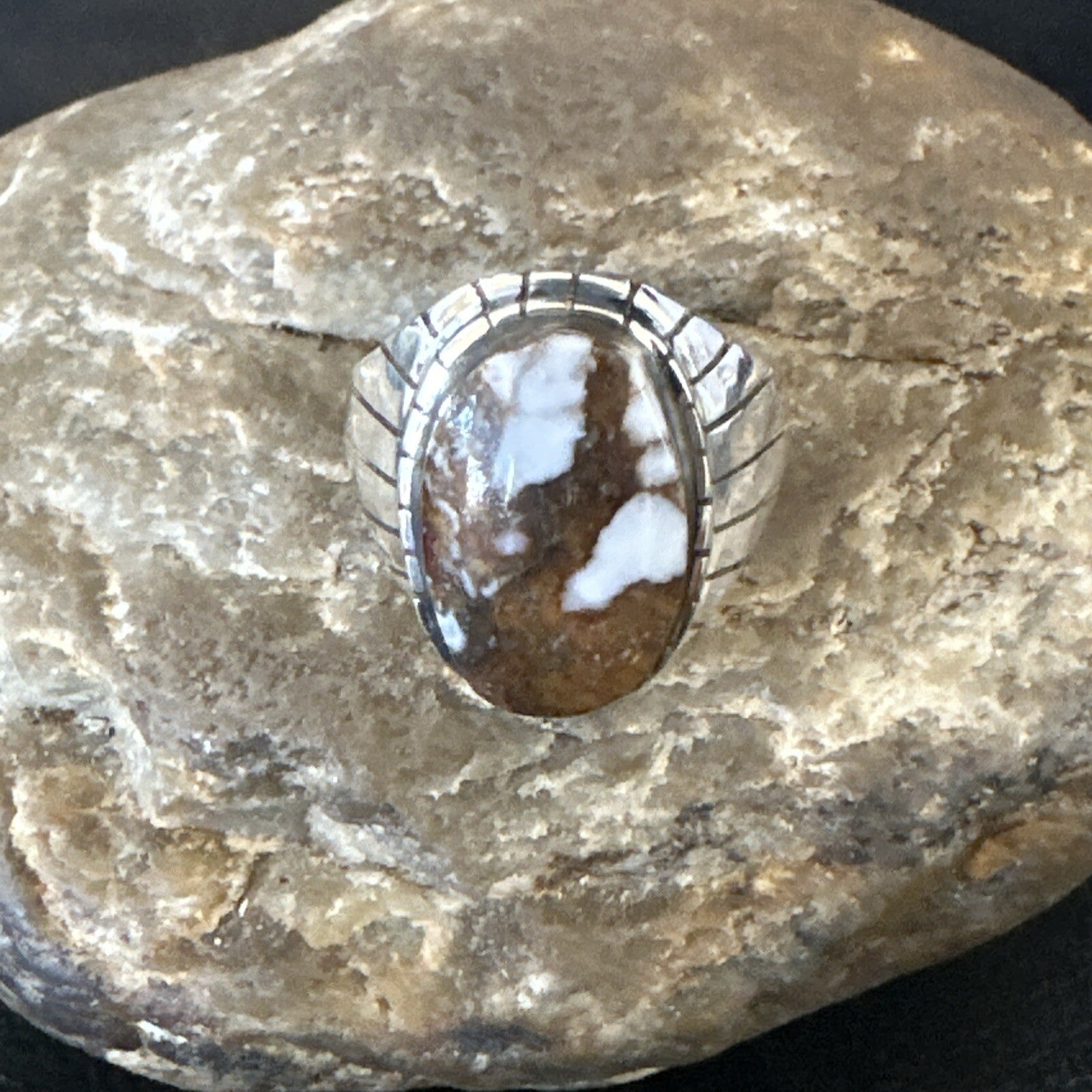 Mens Wild Horse Turquoise Southwestern Sterling Silver Ring Size 10.5 17793