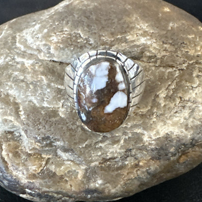 Mens Wild Horse Turquoise Southwestern Sterling Silver Ring Size 10.5 17793