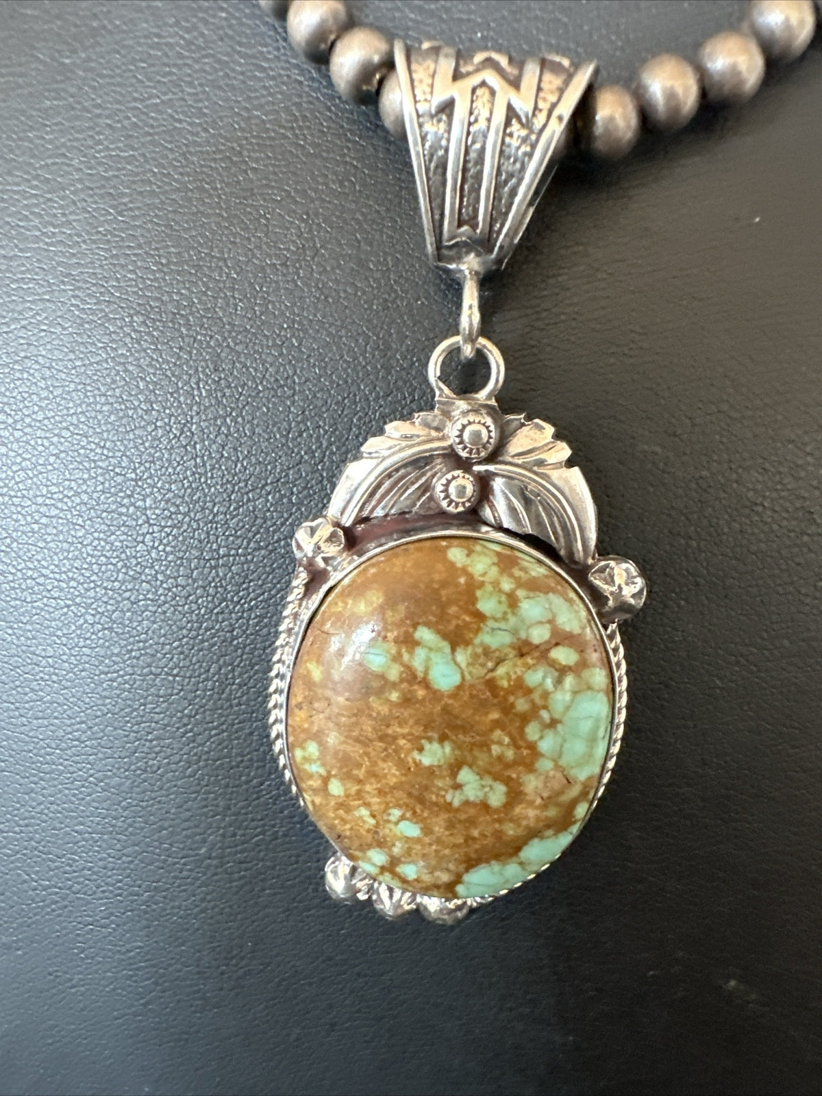 Mens Blue Turquoise#8 Pendant Navajo Sterling Silver Necklace 18070