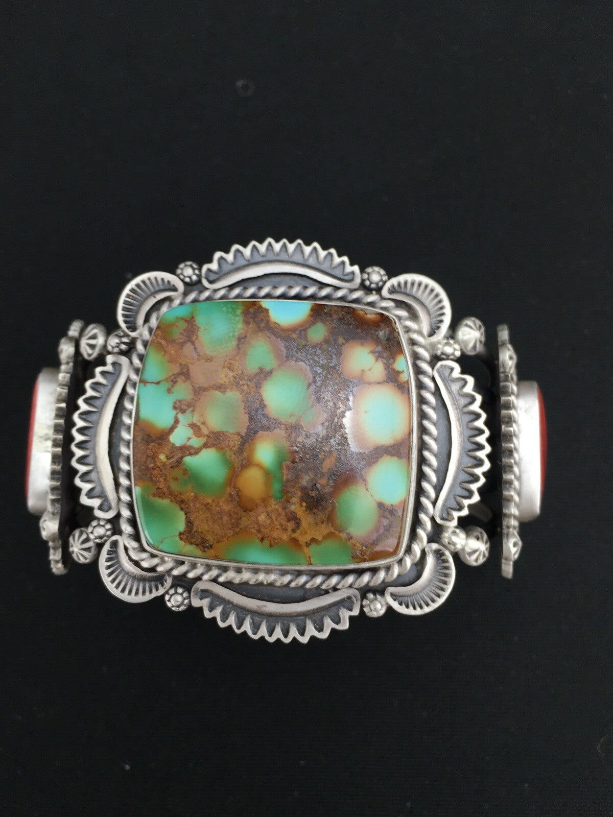 Royston Turquoise Spiny Oyster Navajo Sterling Silver Bracelet 1129
