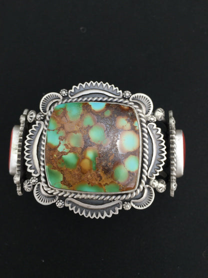 Royston Turquoise Spiny Oyster Navajo Sterling Silver Bracelet 1129