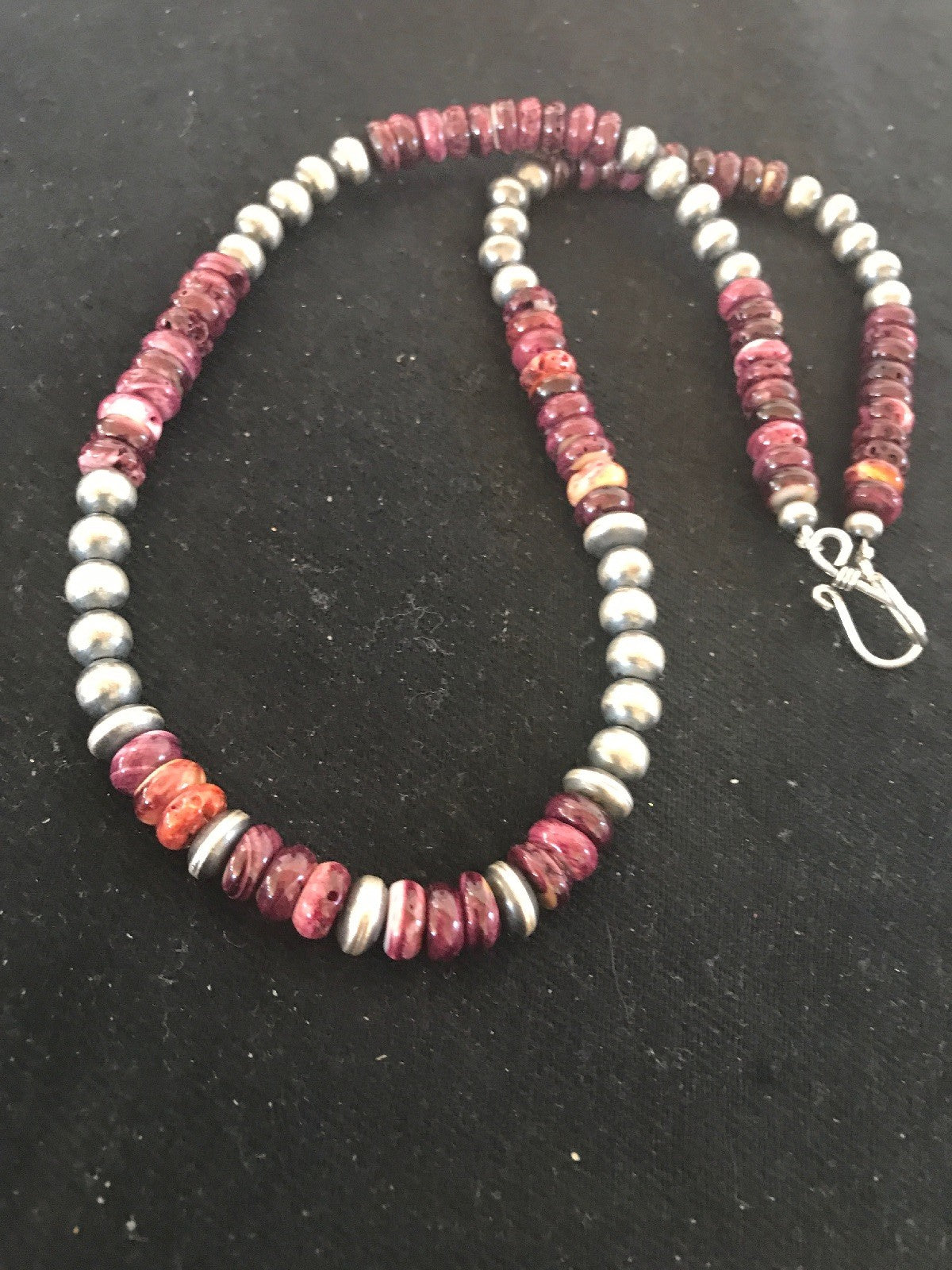 Spiny Oyster Navajo Prearls Sterling Silver 21" Necklace 92907