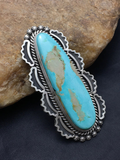 Blue Royston Turquoise Navajo Indian Sterling Silver Ring Size 9 3105
