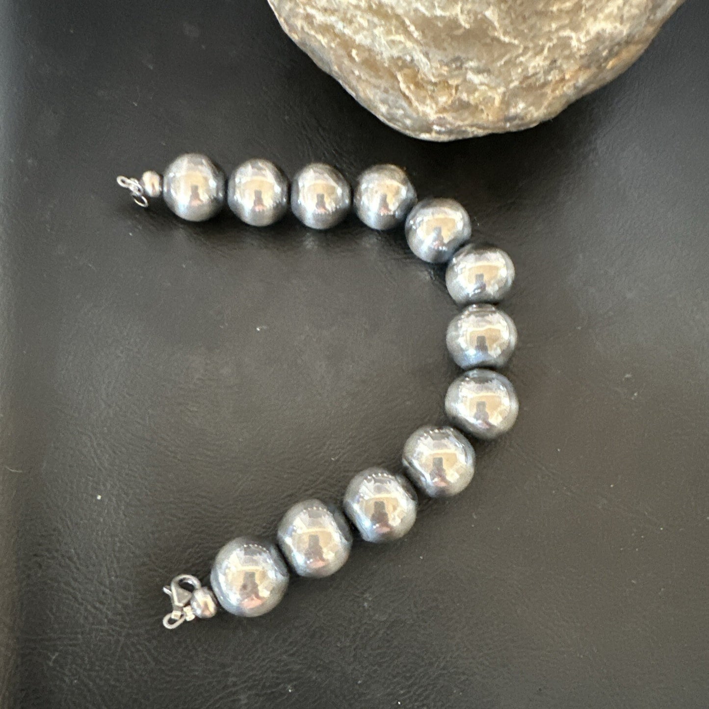 16mm Round Beads 8” Sterling Silver Beads Bracelet 91608