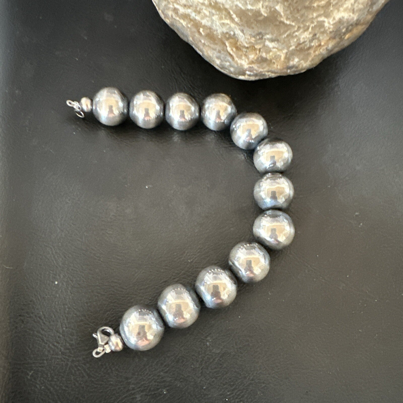 16mm Round Beads 8” Sterling Silver Beads Bracelet 91608