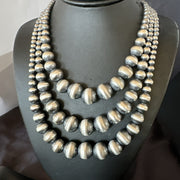 Mixed Bead Graduated Bib Navajo Pearls Necklace 24"3S | Sterling Silver | Authentic Native American Handmade | 18239