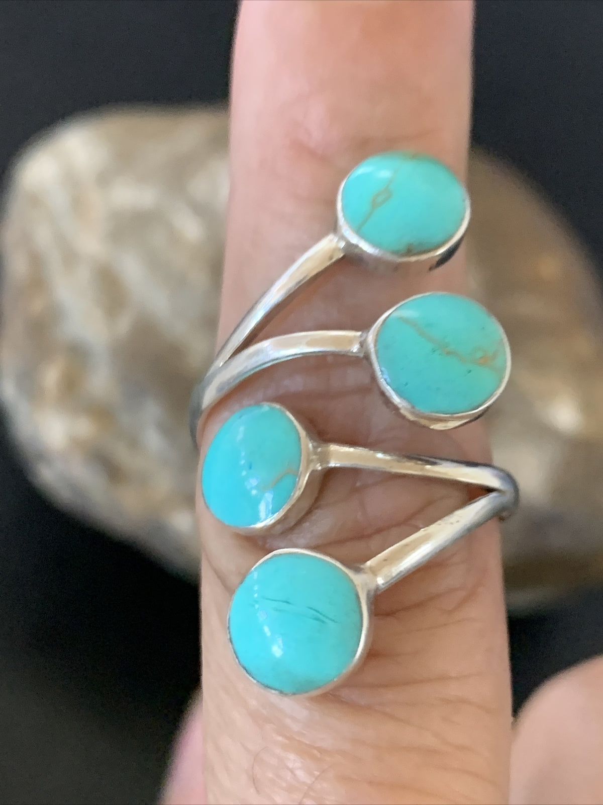 Blue Kingman Turquoise Southwestern Sterling Silver Ring Size 6 19460