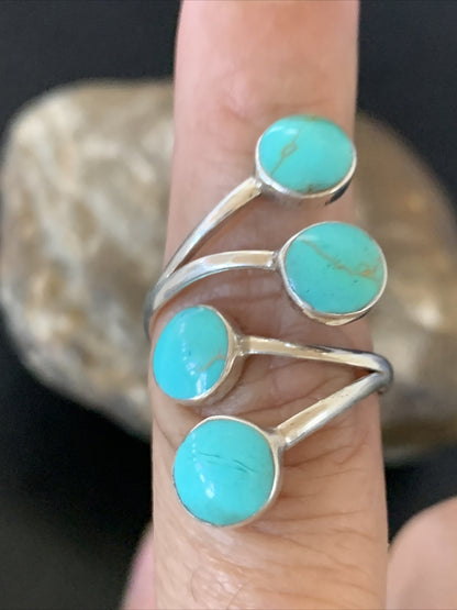 Blue Kingman Turquoise Southwestern Sterling Silver Ring Size 6 19460