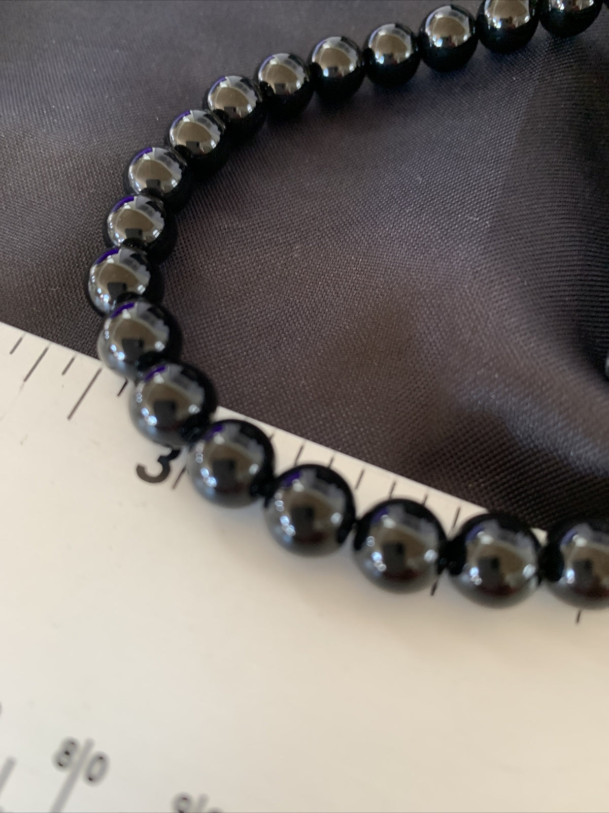 Mens Black Onyx Bead Necklace 22" Navajo Sterling Silver 13109