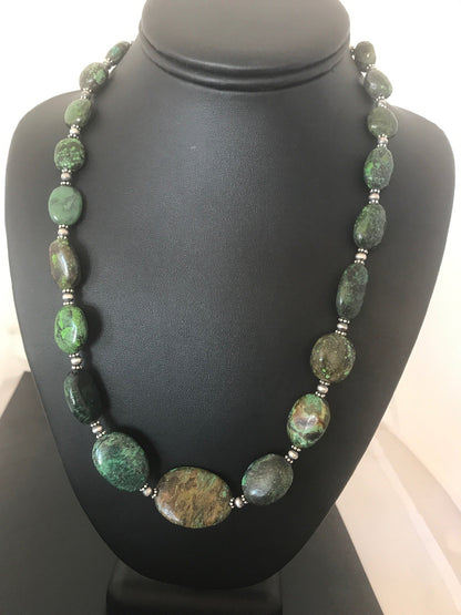 Men’s Graduated Spider Web Turquoise Nugget Navajo Sterling Silver Necklace 21"