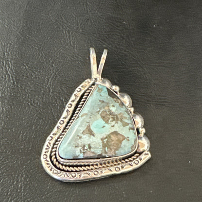 Men Women Blue Turquoise Pendant Navajo Sterling Yazzie 19527