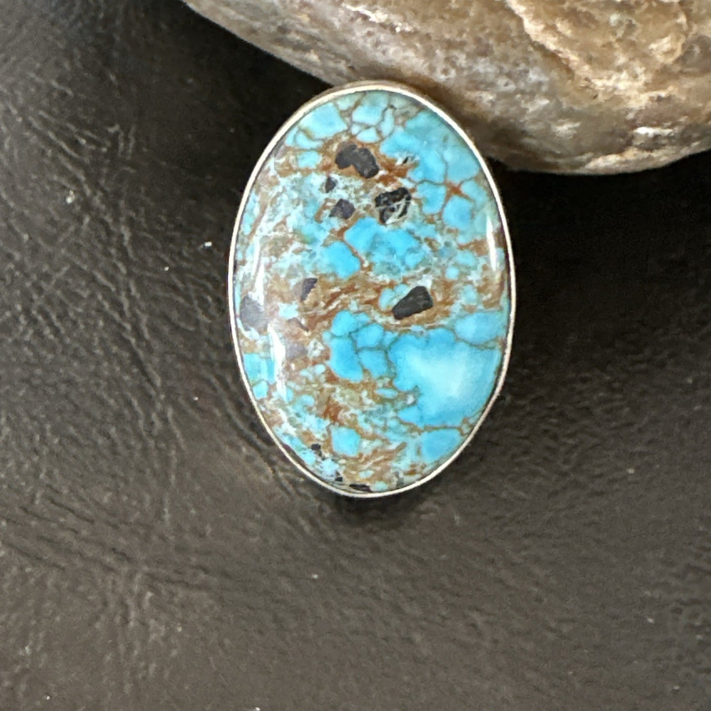 Blue Turquoise#8 Southwestern Sterling Silver Ring Size 7 19738