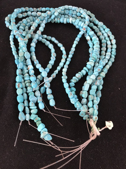 Native Turquoise Nugget Free Form Beads Beautiful Nacozari Set 16 Inch 10057