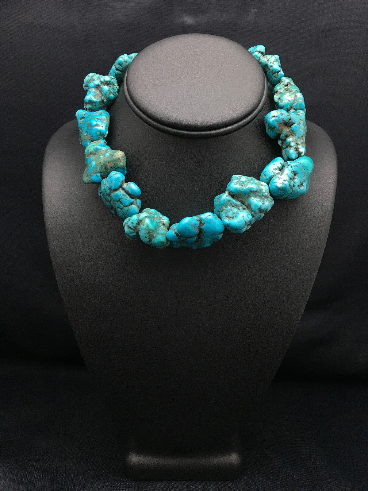 Native American Indian Blue Turquoise Nugget Free Form Bead Strand 03153