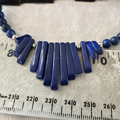 Mens Womens Blue Lapis Lazuli Sterling Silver Stick Necklace 21” 19755