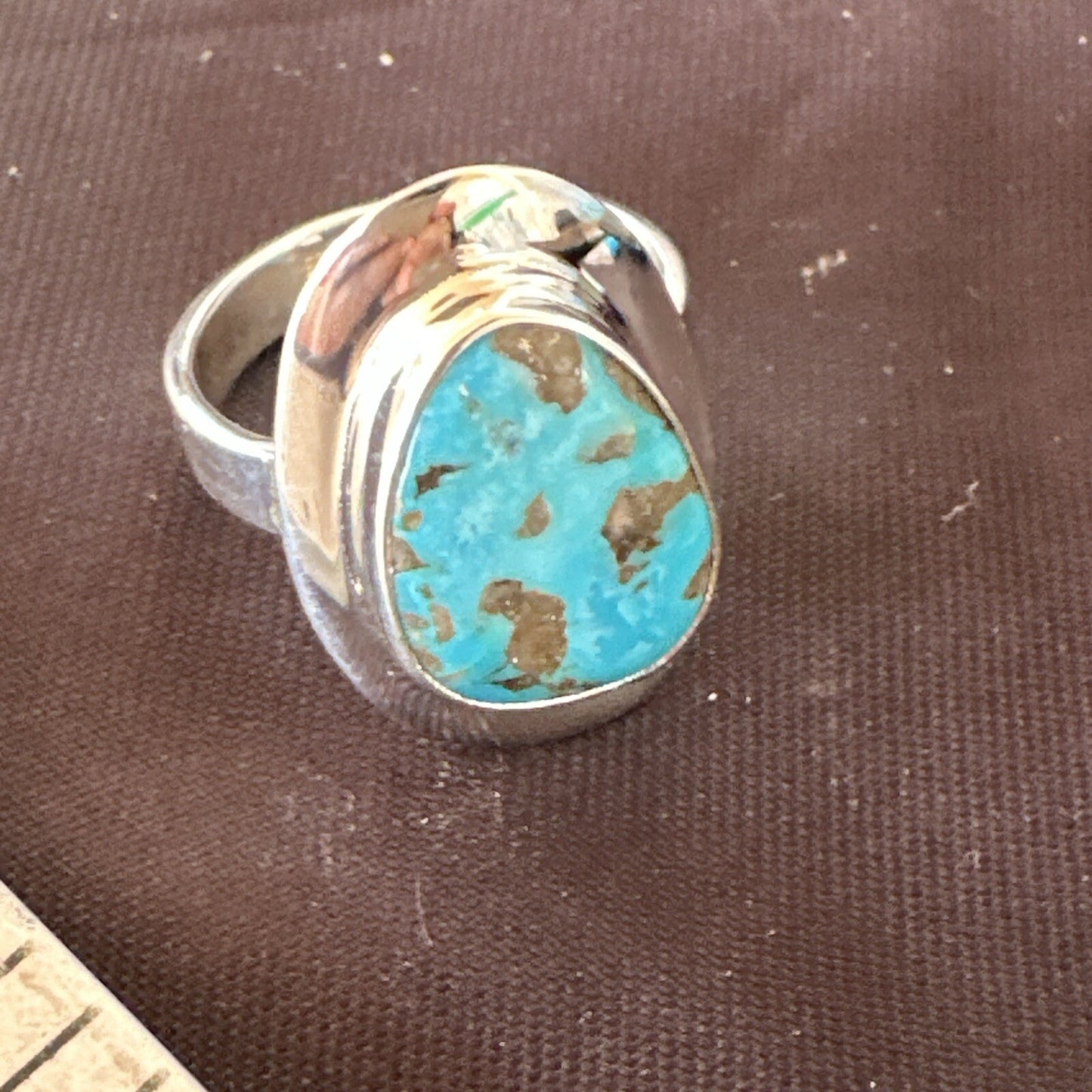 Southwestern Sterling Silver Blue Kingman Turquoise Ring Size 8 18520