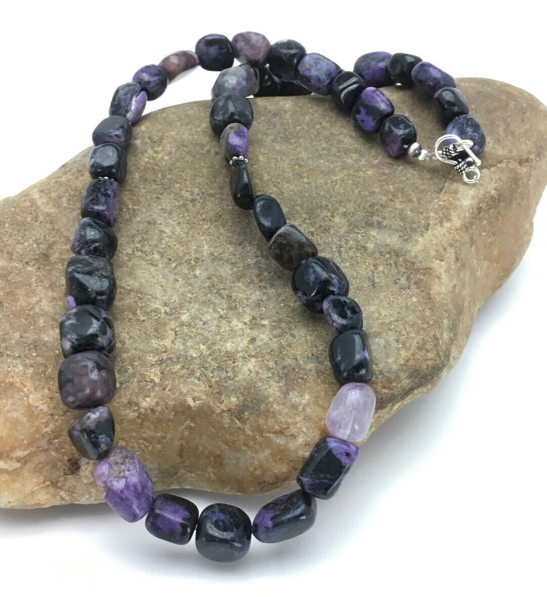 Purple Charoite Navajo Sterling Silver Beads Necklace 02700